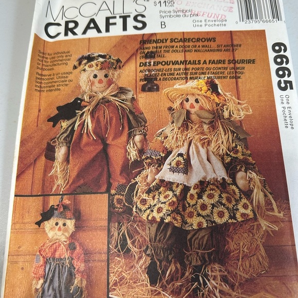 4/$50 McCall 6665 Friendly Scarecrow Costume decor sew patterns 🪡 - Picture 1 of 7